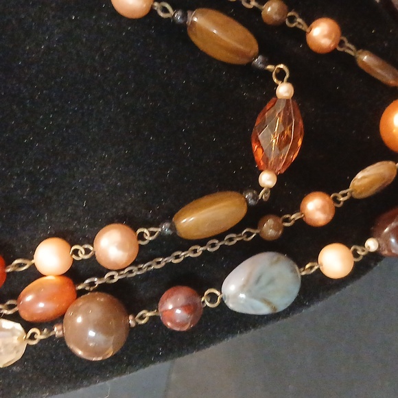 Triple layer boho faux stone necklace - Picture 2 of 8